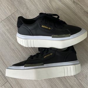 Adidas Hypersleek Platform Leather Sneaker in Black